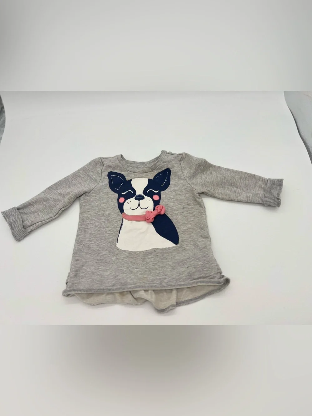 Gymboree Girl Gray Dog Bow Long Sleeve Shirt 2T